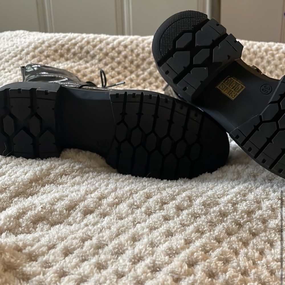 Black Leather Combat Boot - image 4